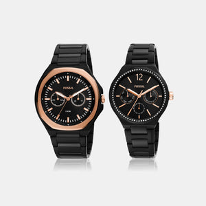 Evanston Couple Quartz Black Dial Multi-Function Stainless Steel Watch BQ2645SET