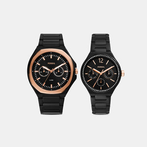 Evanston Couple Quartz Black Dial Multi-Function Stainless Steel Watch BQ2645SET