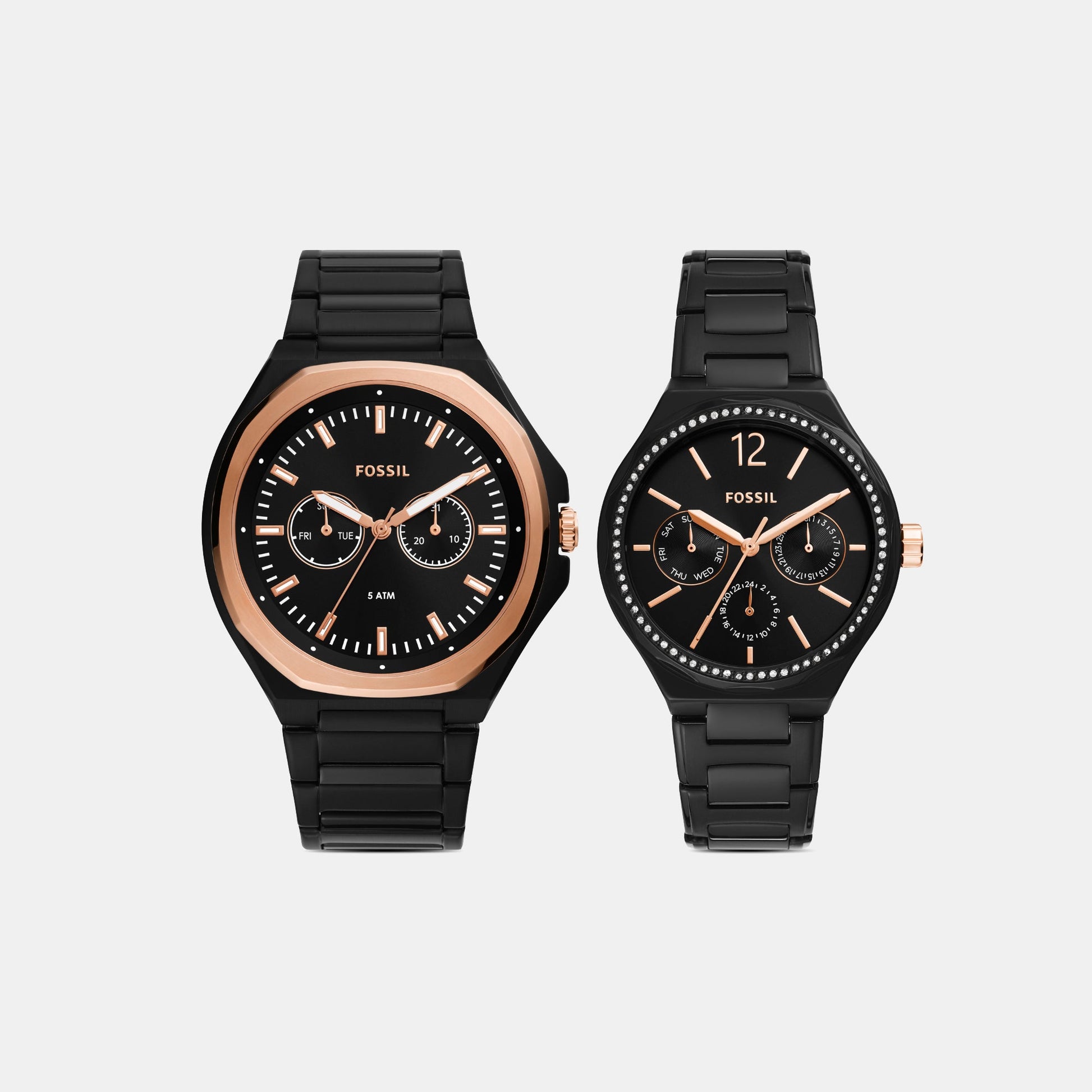 Evanston Couple Quartz Black Dial Multi-Function Stainless Steel Watch BQ2645SET
