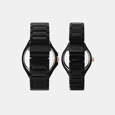 Evanston Couple Quartz Black Dial Multi-Function Stainless Steel Watch BQ2645SET