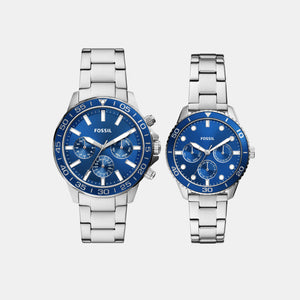 Bannon Couple Quartz Blue Dial Multi-Function Stainless Steel Watch BQ2828SET