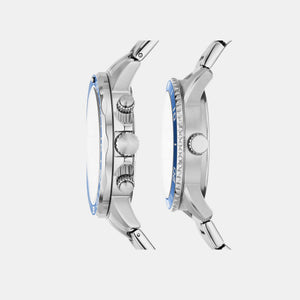 Bannon Couple Quartz Blue Dial Multi-Function Stainless Steel Watch BQ2828SET