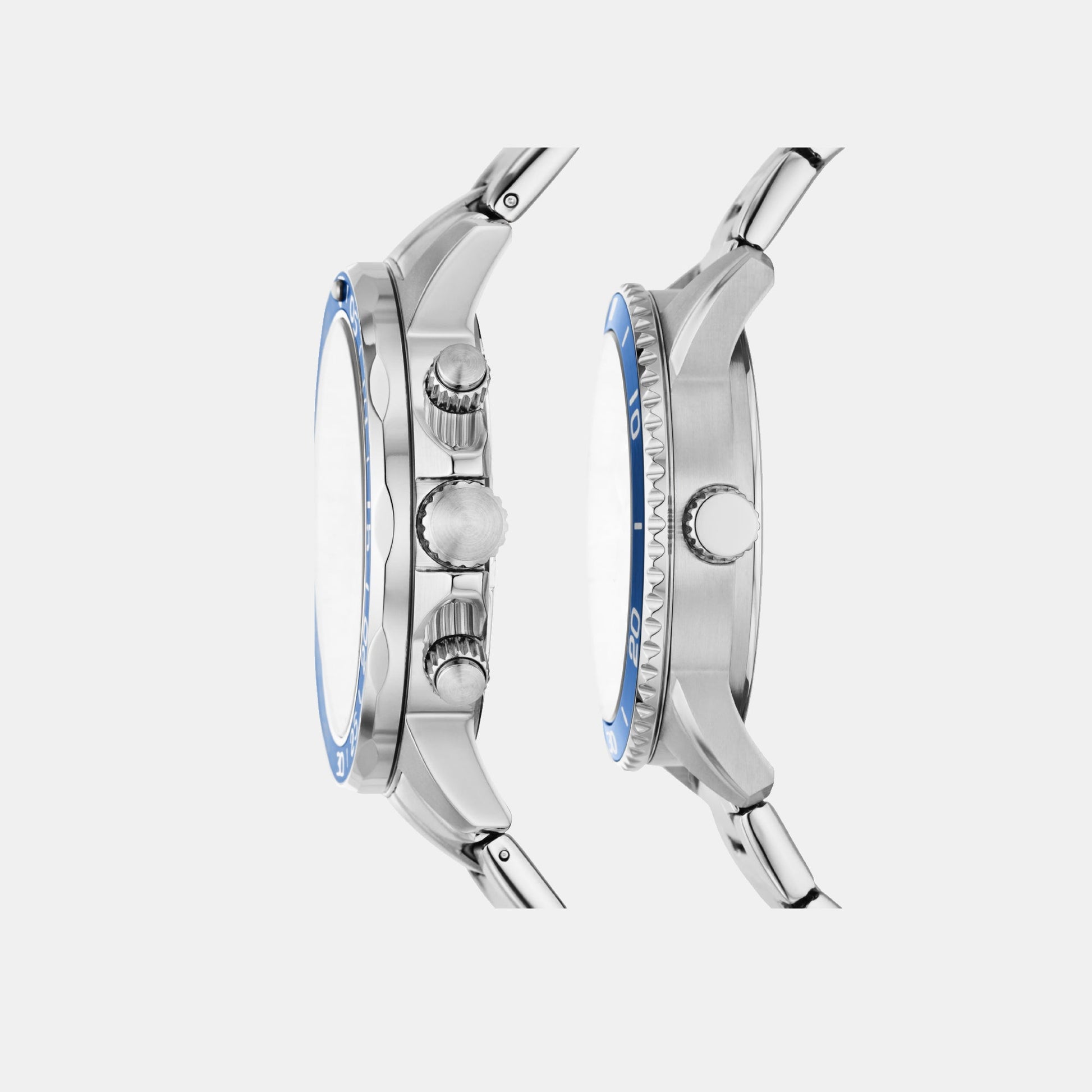 Bannon Couple Quartz Blue Dial Multi-Function Stainless Steel Watch BQ2828SET