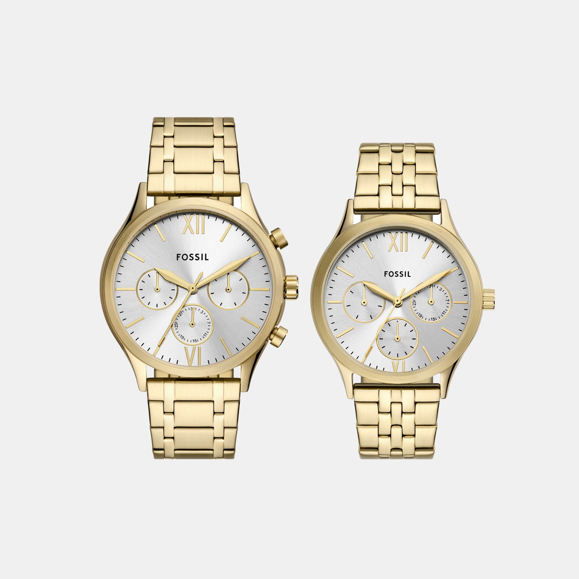Fenmore Couple Quartz Silver Dial Multi-Function Stainless Steel Watch BQ2899SET