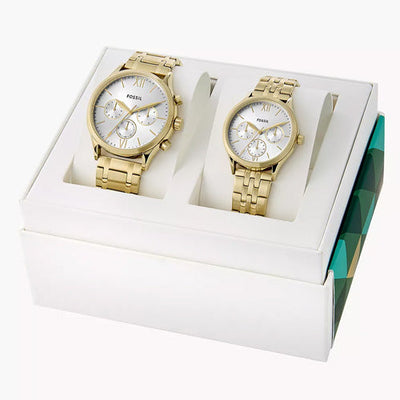 Fossil Fenmore Silver Dial Pair 44mm & 36mm BQ2899SET