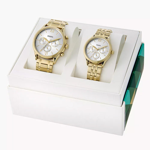 Fossil Fenmore Silver Dial Pair 44mm & 36mm BQ2899SET