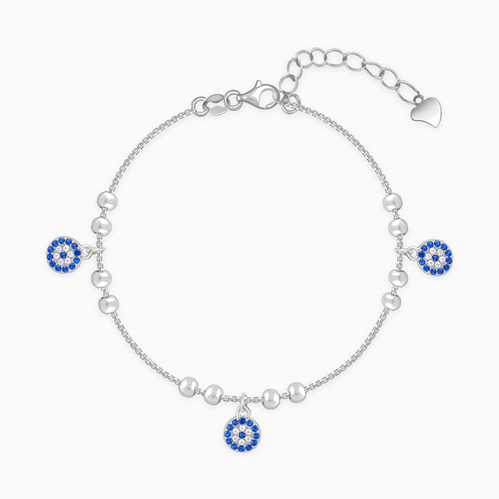 Silver Evil Eye Charm Bracelet