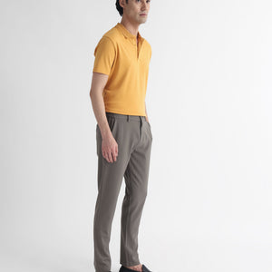Rare Rabbit Men's Braidey Yellow Cotton Fabric Textured Collared Neck Half Sleeves Polo T-Shirt