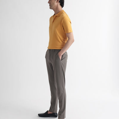 Rare Rabbit Men's Braidey Yellow Cotton Fabric Textured Collared Neck Half Sleeves Polo T-Shirt