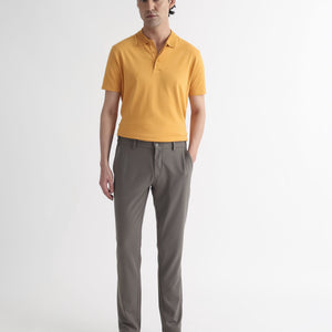 Rare Rabbit Men's Braidey Yellow Cotton Fabric Textured Collared Neck Half Sleeves Polo T-Shirt