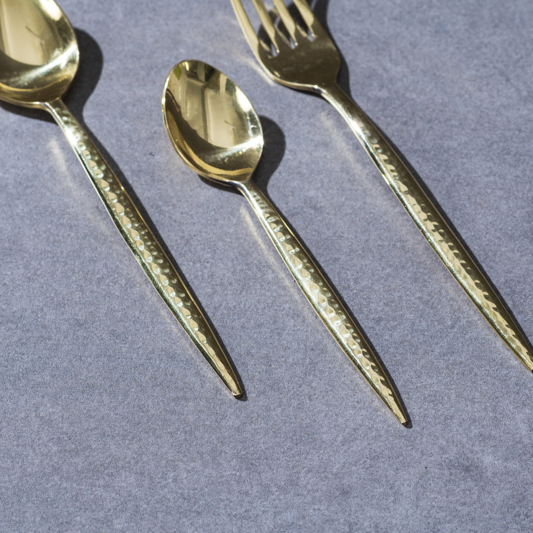 Brass Hammered Cutlery Set (Set of 4)