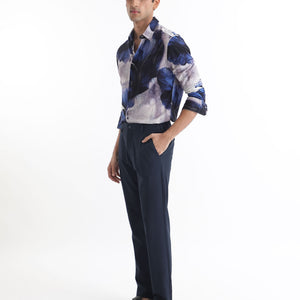 Rare Rabbit Men's Brims Purple Viscose Fabric Floral Print Full Sleeves Shirt