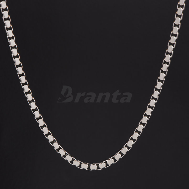 Silver Stainless Steel Italian Box Chain For Men (21.5 Inch)