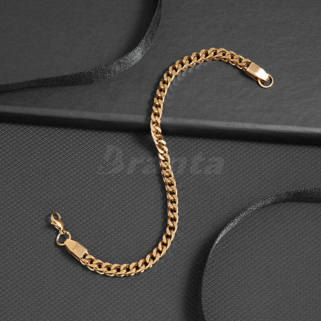 Gold Plated Chunky Link Stainless Steel Bracelet For Men (9 Inch)