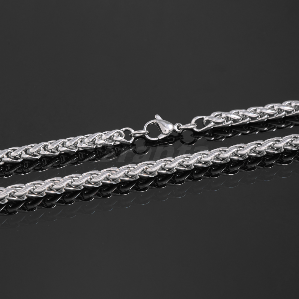 Stainless Steel Twisted Necklace Chain for Men (21.5 Inch)