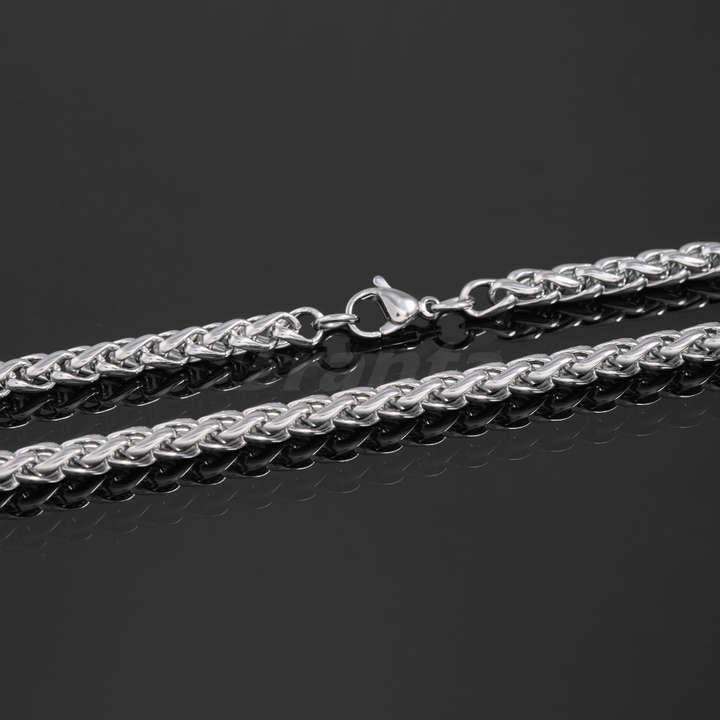 Stainless Steel Twisted Necklace Chain for Men (21.5 Inch)