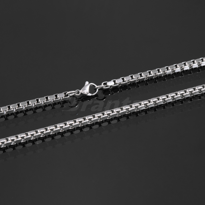 Silver Stainless Steel Italian Box Chain For Men (21.5 Inch)