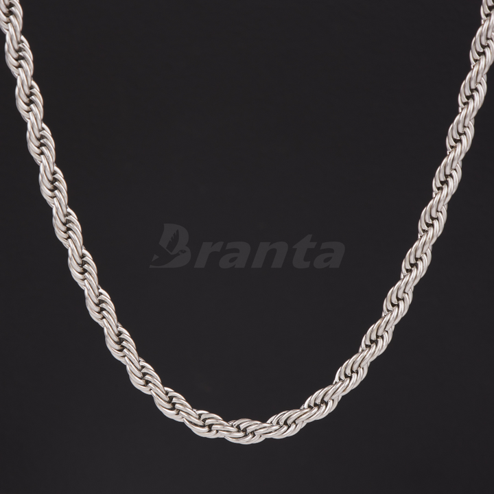 Silver Stainless Steel Rope Chain For Men ( 21.5 Inch)