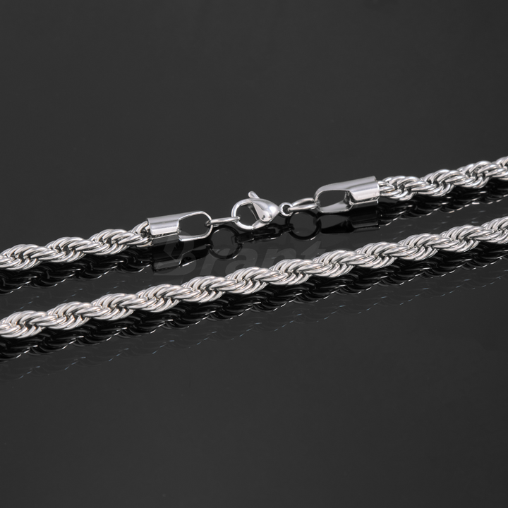 Silver Stainless Steel Rope Chain For Men ( 21.5 Inch)