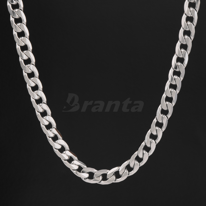 Silver Stainless Steel Curb Chain For Men (21.5 Inch)