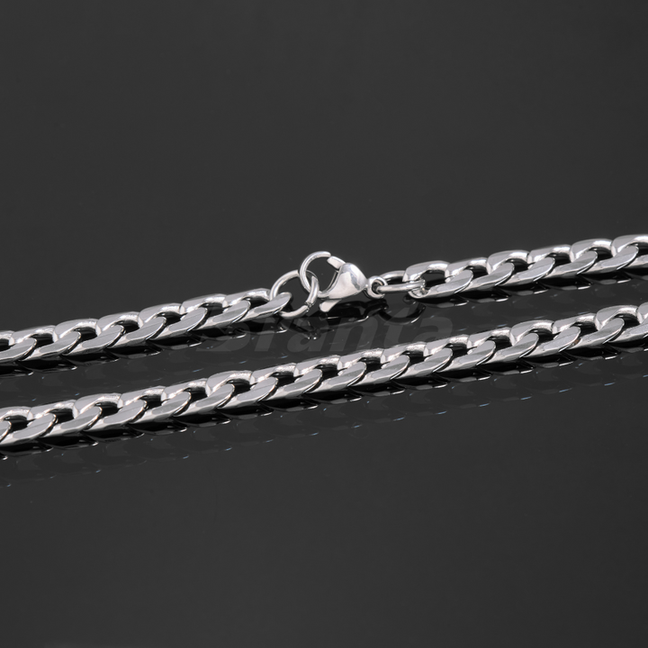 Silver Stainless Steel Curb Chain For Men (21.5 Inch)