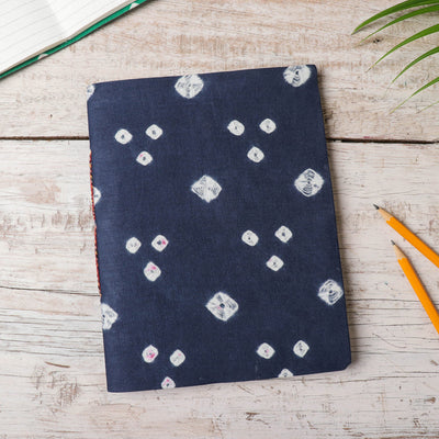Blue - Bandhani Cover Handmade Ruled Paper Notebook (9 x 7 in)
