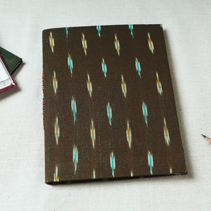 Brown - Ikat Fabric Cover Handmade Paper Notebook (9 x 7 in)