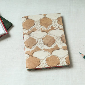 Brown - Art Block Print Fabric Cover Handmade Paper Notebook (7 x 5 in)