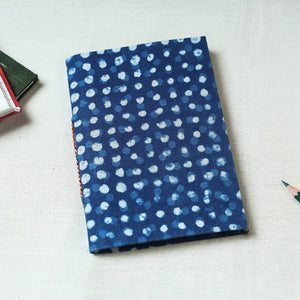 Blue - Art Block Print Fabric Cover Handmade Paper Notebook (7 x 5 in)