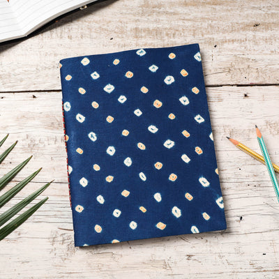 Blue - Bandhani Cover Handmade Paper Notebook (9 x 7 in)