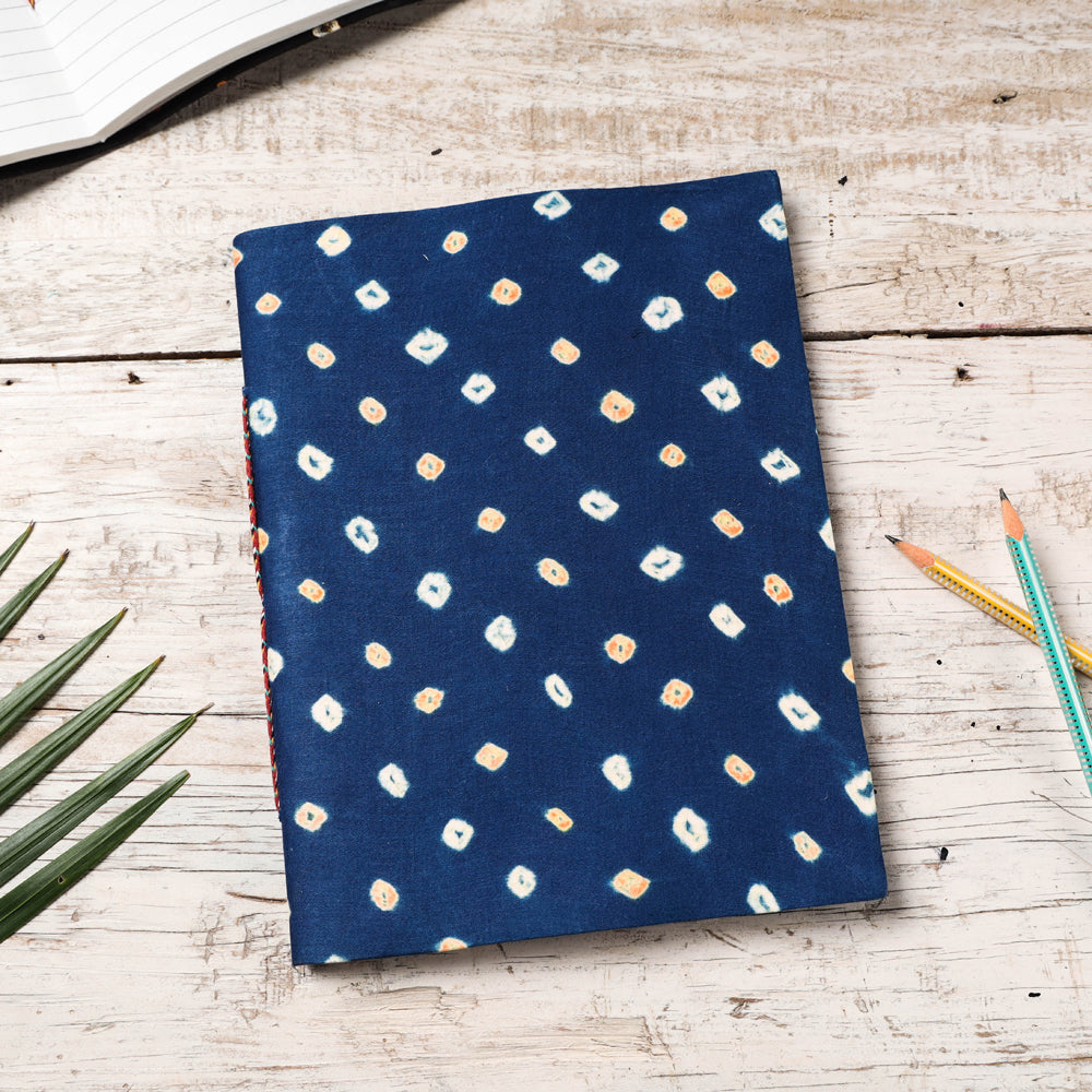Blue - Bandhani Cover Handmade Paper Notebook (9 x 7 in)