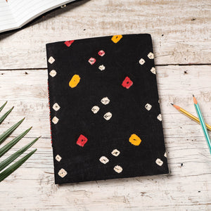 Black - Bandhani Cover Handmade Paper Notebook (9 x 7 in)