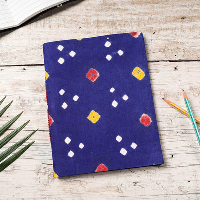 Blue - Bandhani Cover Handmade Paper Notebook (9 x 7 in)