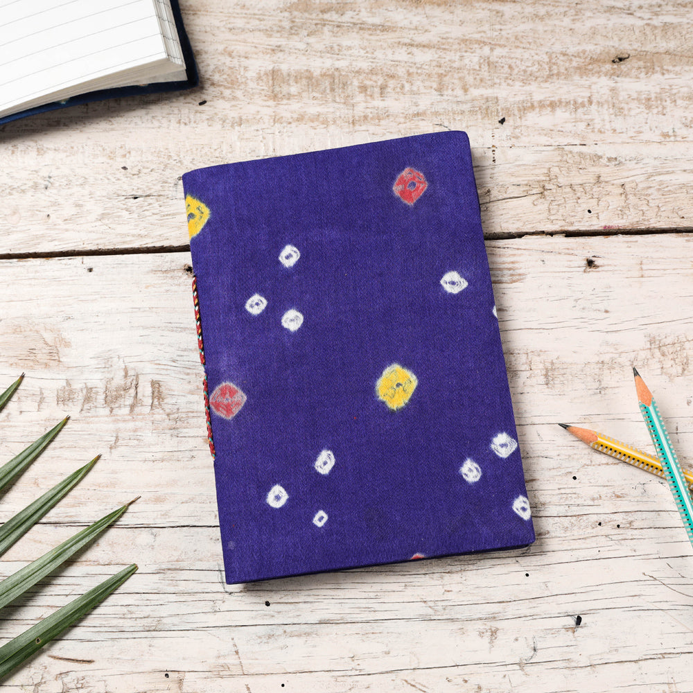 Blue - Bandhani Cover Handmade Paper Notebook (7 x 5 in)
