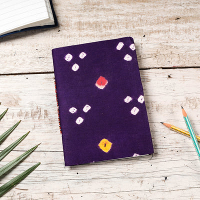 Blue - Bandhani Cover Handmade Paper Notebook (7 x 5 in)