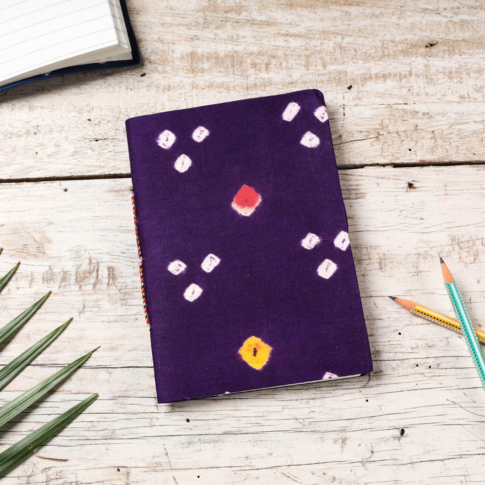 Blue - Bandhani Cover Handmade Paper Notebook (7 x 5 in)