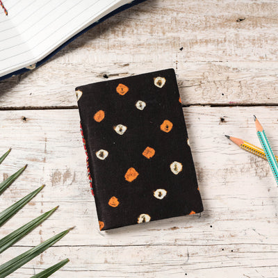Black - Bandhani Cover Handmade Paper Notebook (5 x 3.5 in)