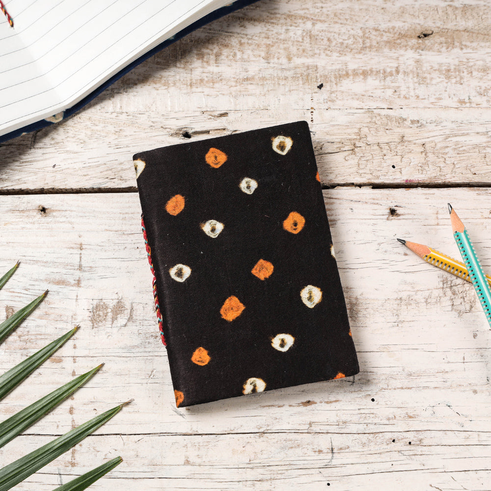Black - Bandhani Cover Handmade Paper Notebook (5 x 3.5 in)