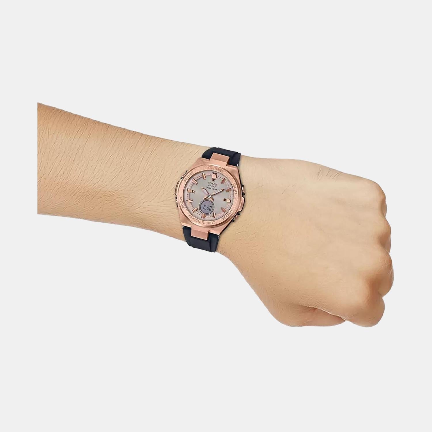 Baby-G Women Quartz Rose Gold Dial Analog-Digital Resin Watch BX130