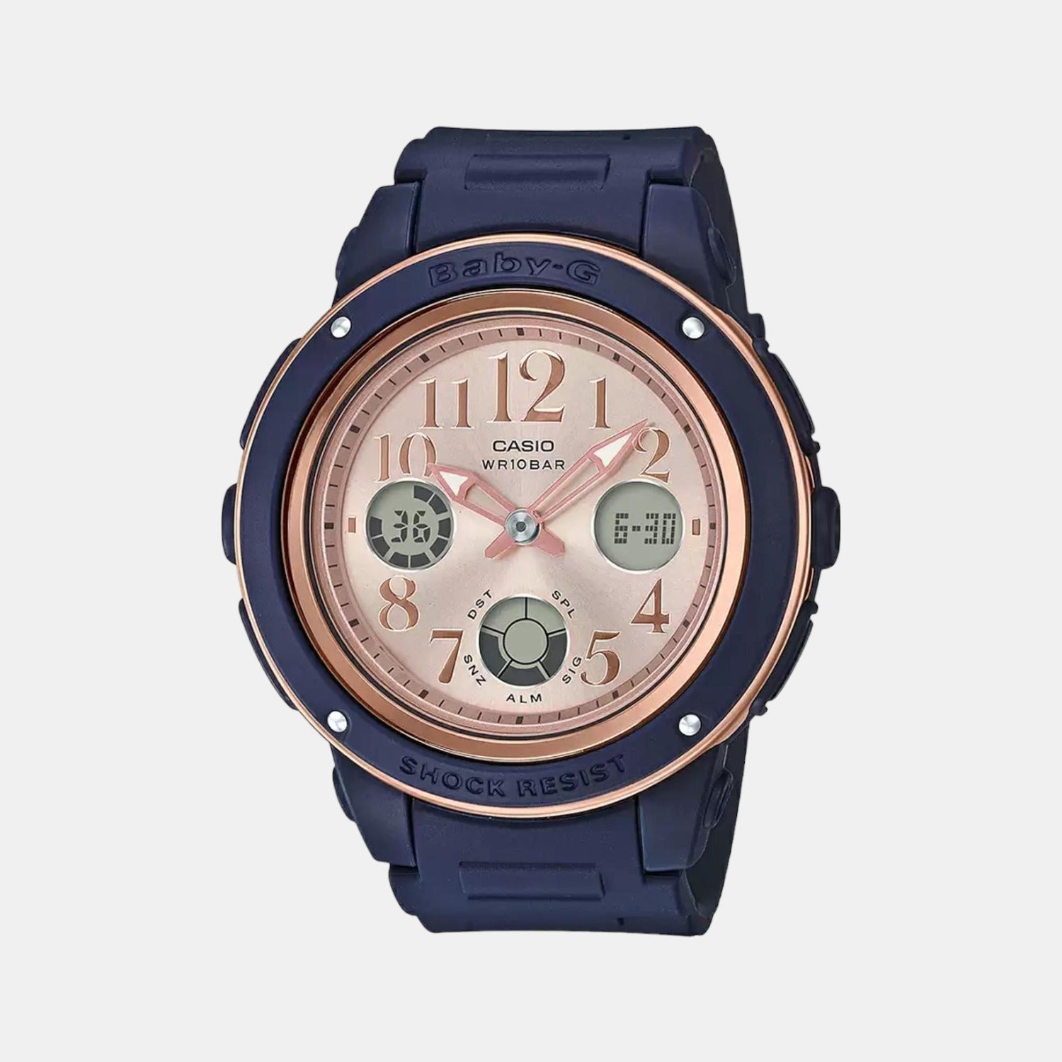 Baby-G Women Quartz Rose Gold Dial Analog-Digital Resin Watch BX136