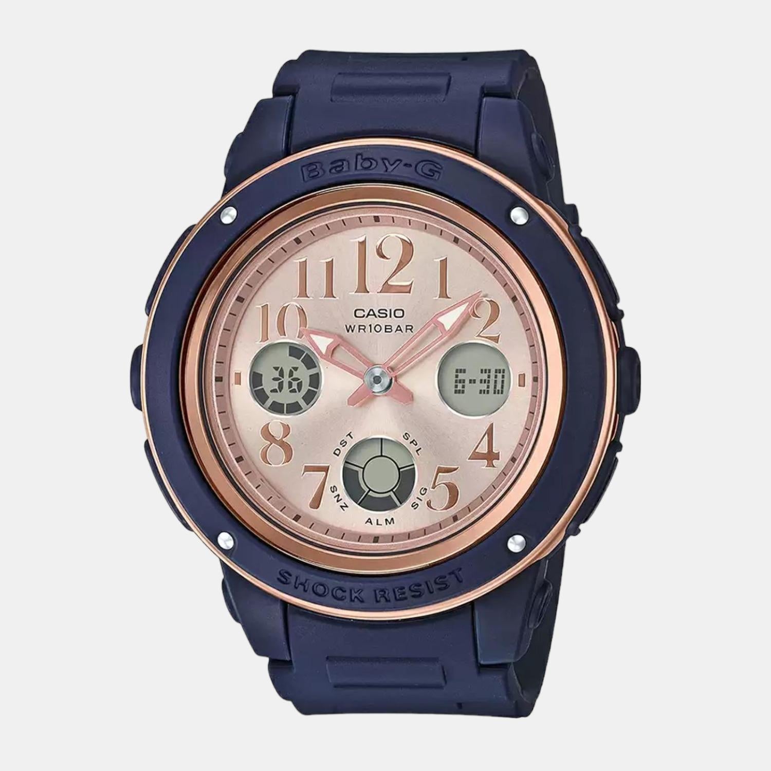 Baby-G Women Quartz Rose Gold Dial Analog-Digital Resin Watch BX136