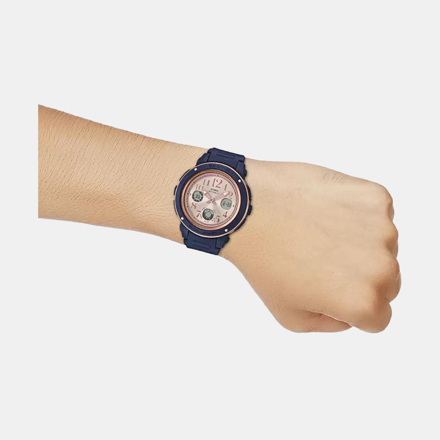 Baby-G Women Quartz Rose Gold Dial Analog-Digital Resin Watch BX136