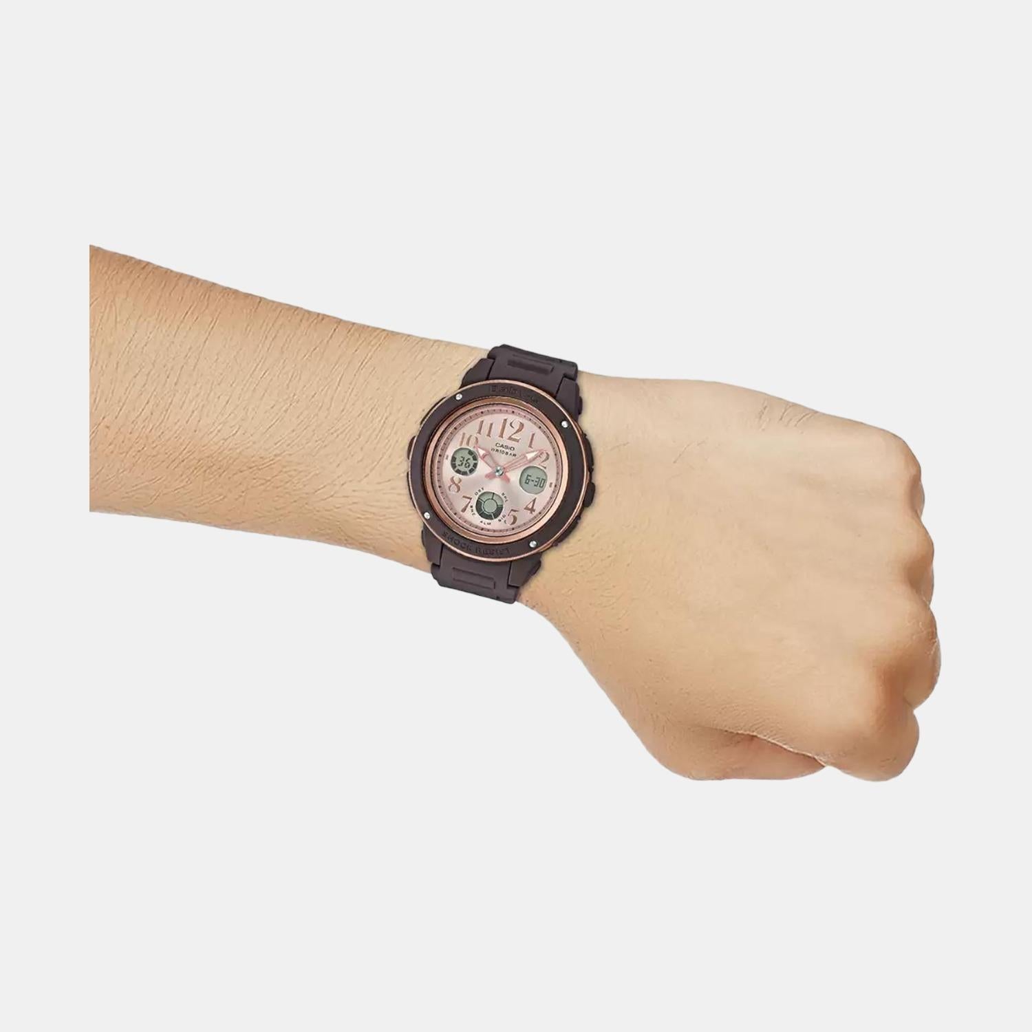 Baby-G Women Quartz Rose Gold Dial Analog-Digital Resin Watch BX138