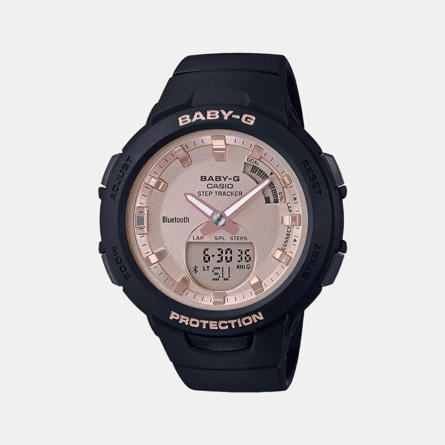 Baby-G Women Quartz Rose Gold Dial Analog-Digital Resin Watch BX163