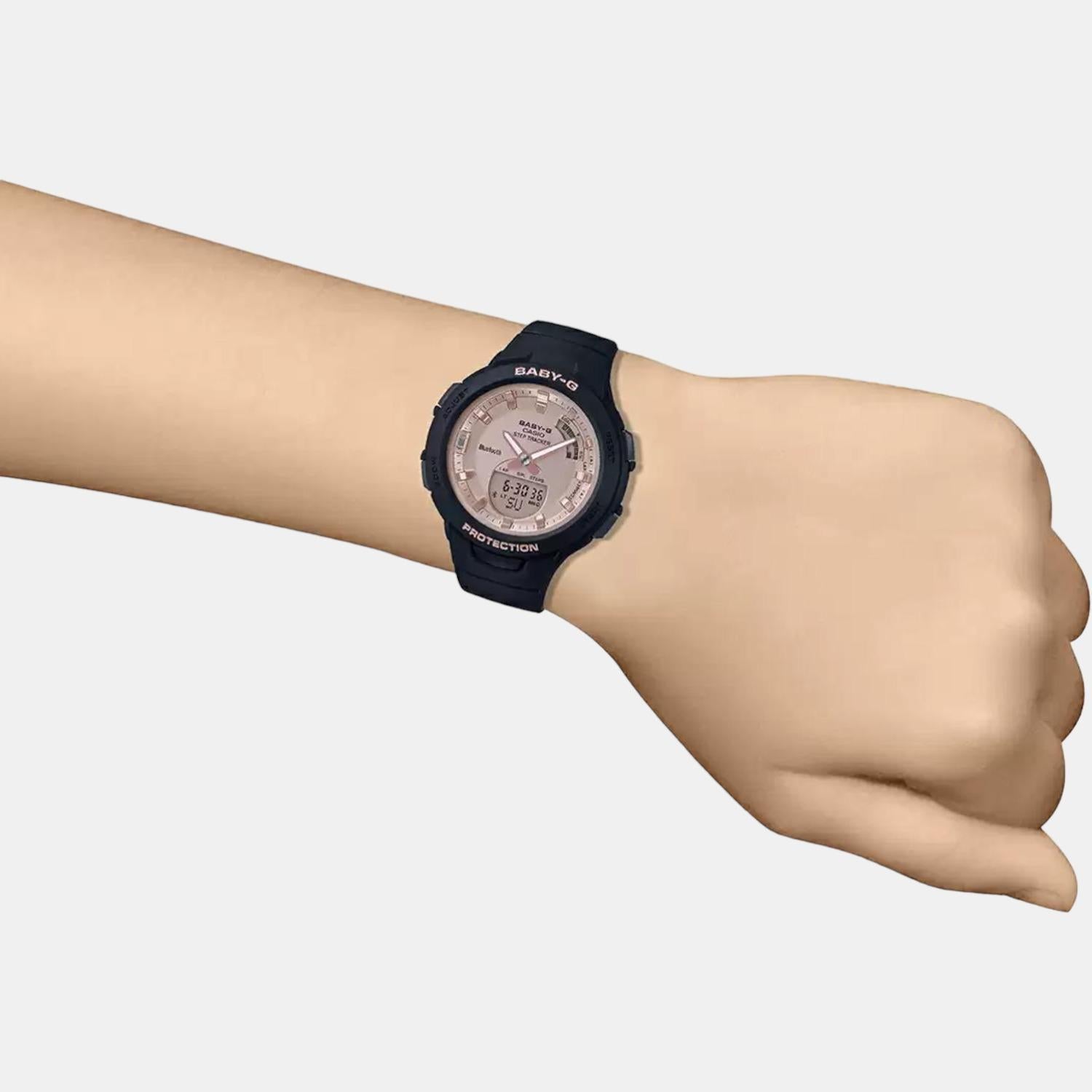 Baby-G Women Quartz Rose Gold Dial Analog-Digital Resin Watch BX163