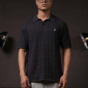 Pristine Cable Knit Polo - Shadow