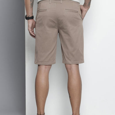 Men's Brown Regular Fit Solid Chino Shorts