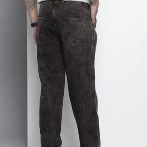 Men's Black Relaxed Fit Solid Denim Joggers