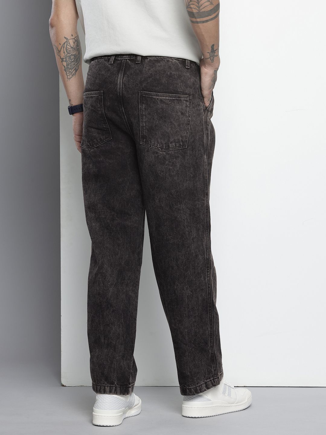 Men's Black Relaxed Fit Solid Denim Joggers