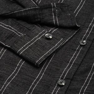 Men's Black Slim Fit Striped Casual Shirt